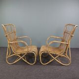 Ensemble de 2 fauteuils Rotan Dutch Design Belse 8, 1950