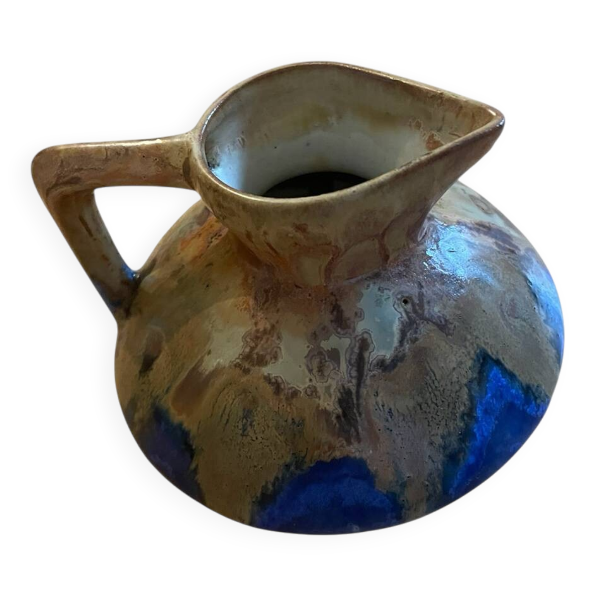 Late 19th century blue ceramic Méténier pitcher