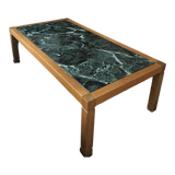 Coffee table in green marble and solid oak