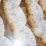 Round dining table in white lacquered wood, Italy, 1970s, decorated eggshell top