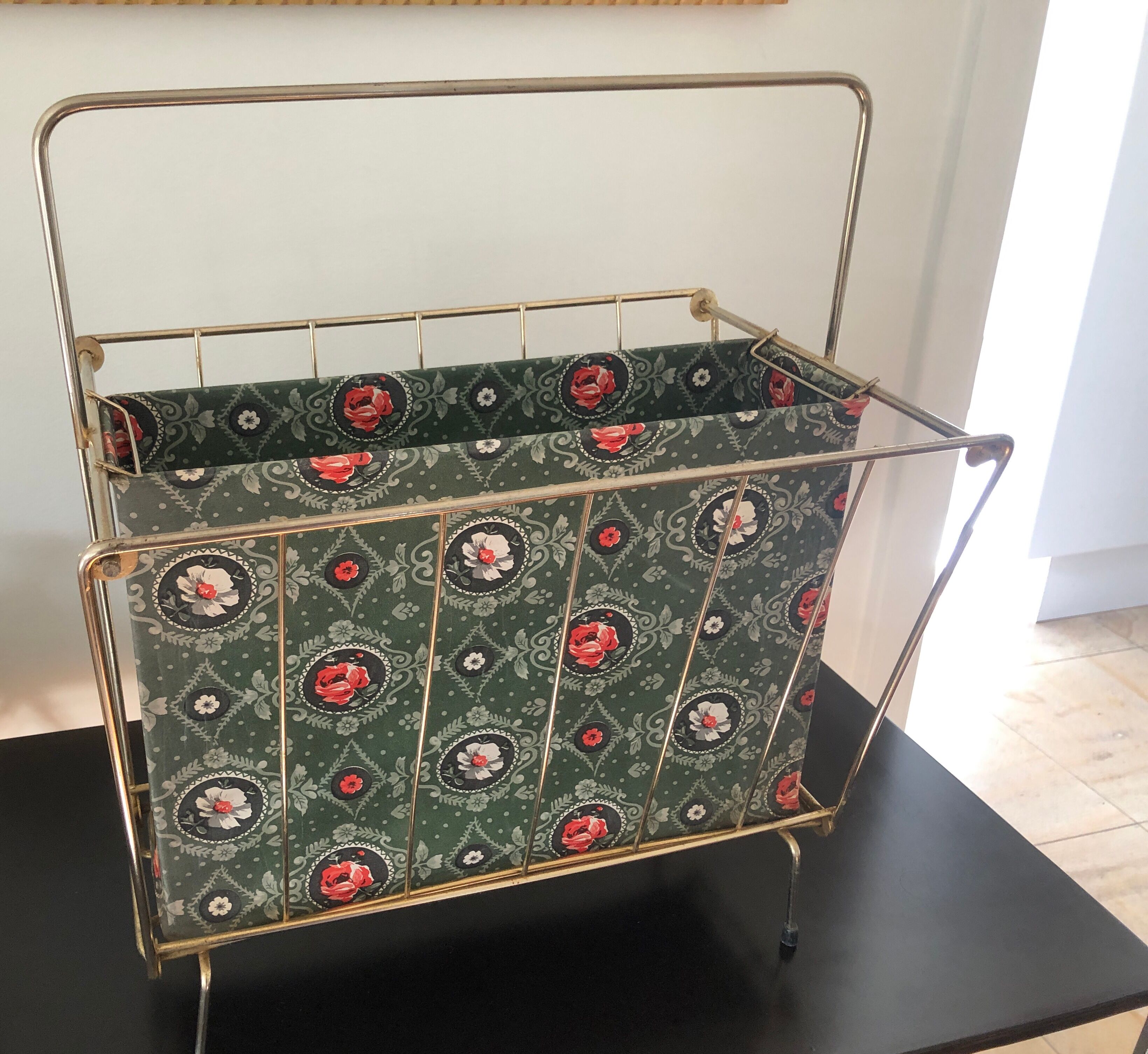 Metal magazine door and vintage oilcloth