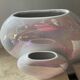 Duo of vintage round vases in iridescent ceramic