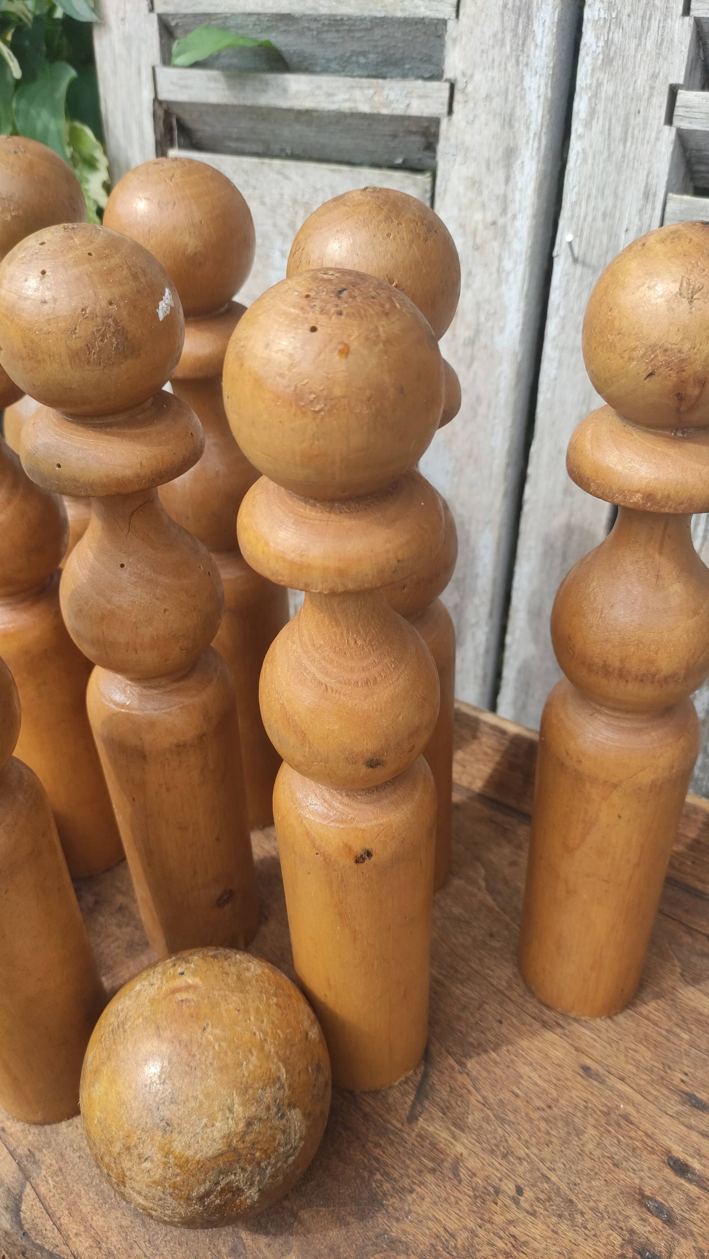 Old vintage wooden bowling game