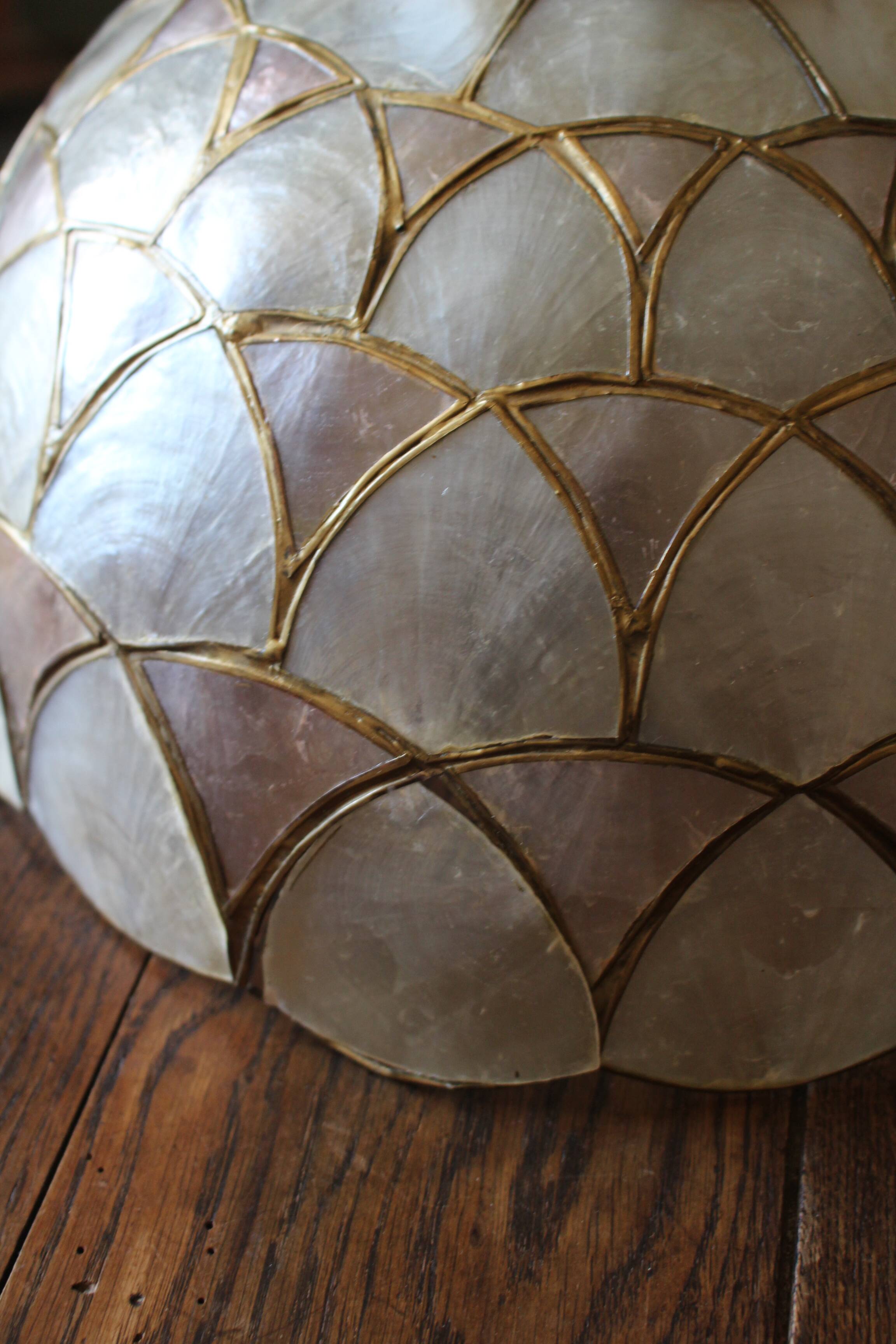 Vintage Brass Mother-of-Pearl Corolla Suspension