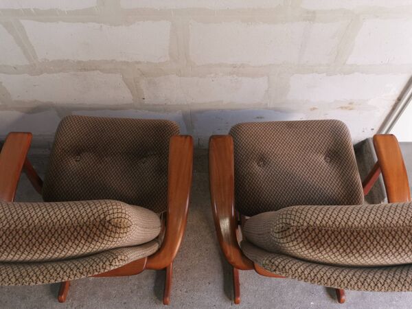 Paire de Fauteuils relax vintage de style scandinave , inclinaison réglable