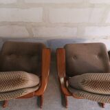 Pair of vintage Scandinavian style relaxation armchairs, adjustable tilt