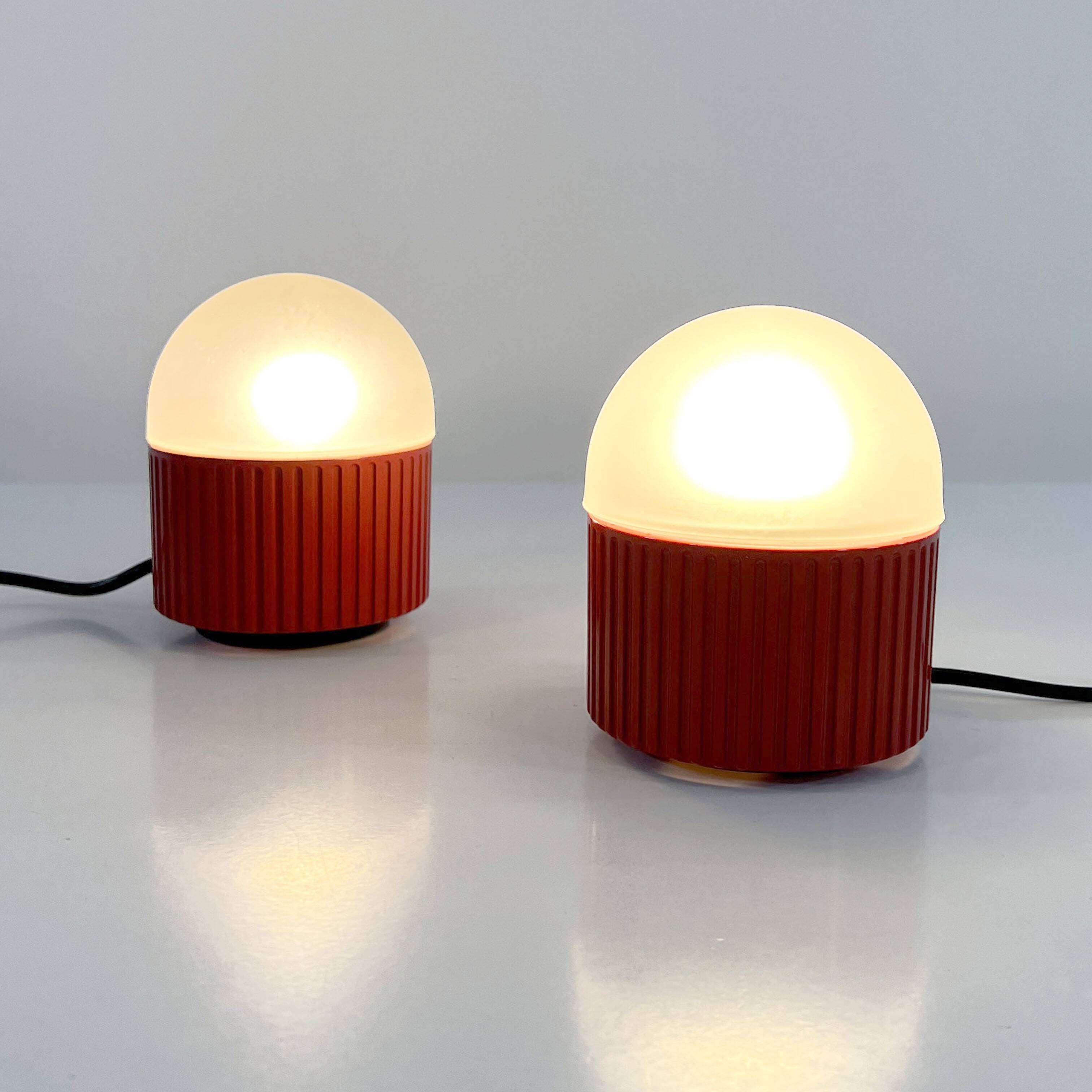Pair of Red Bulbo Lamps by Barbieri & Marianelli for Tronconi, 1980