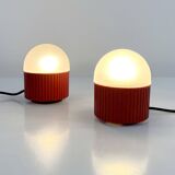 Pair of Red Bulbo Lamps by Barbieri & Marianelli for Tronconi, 1980