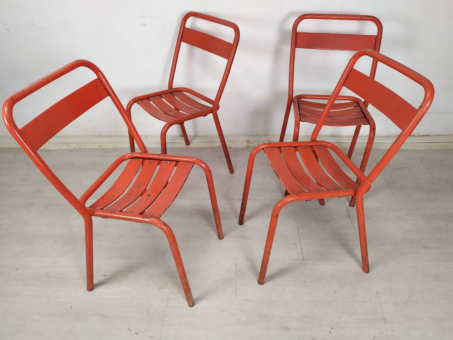 4 tolix metal bistro chairs