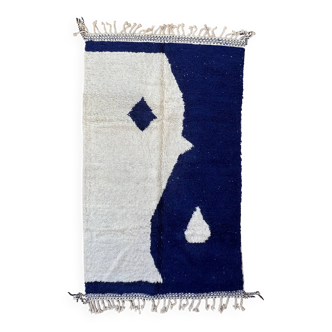 Boujad Moroccan rug white and blue - 296 x 196 cm