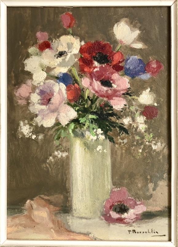 Tableau bouquet d'anémones années 1930