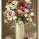 Tableau bouquet d'anémones années 1930