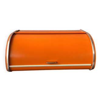 Orange metal bread box Rossignol seventies - space age