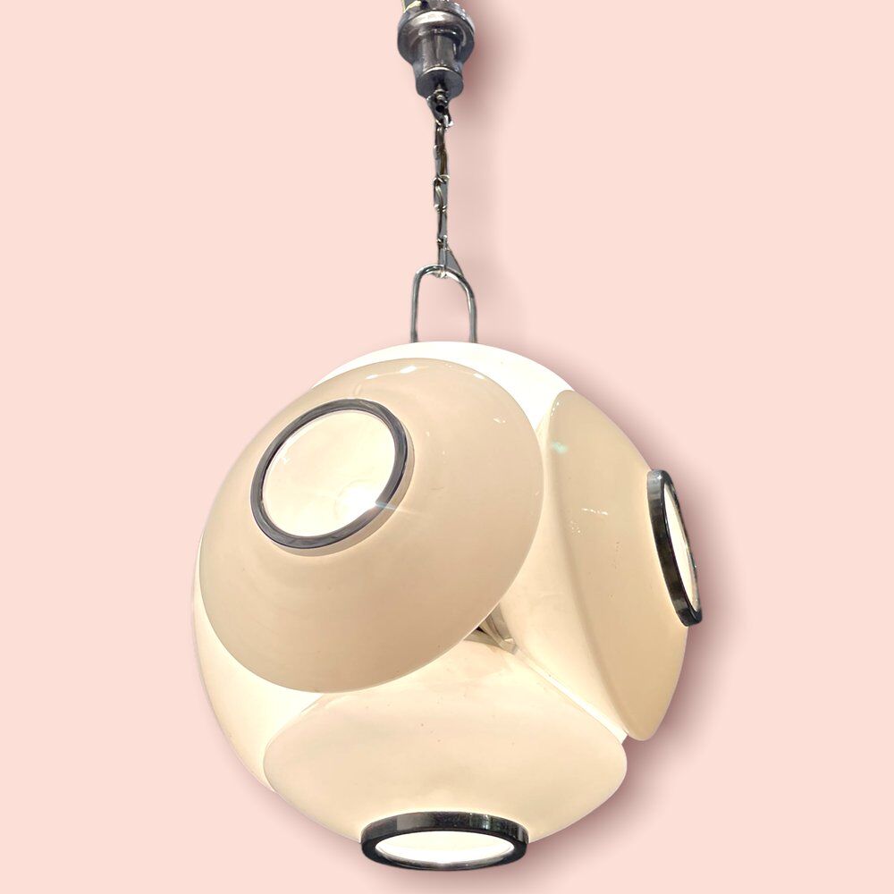 Mid-Century Italian Opaline Glass Light Pendant