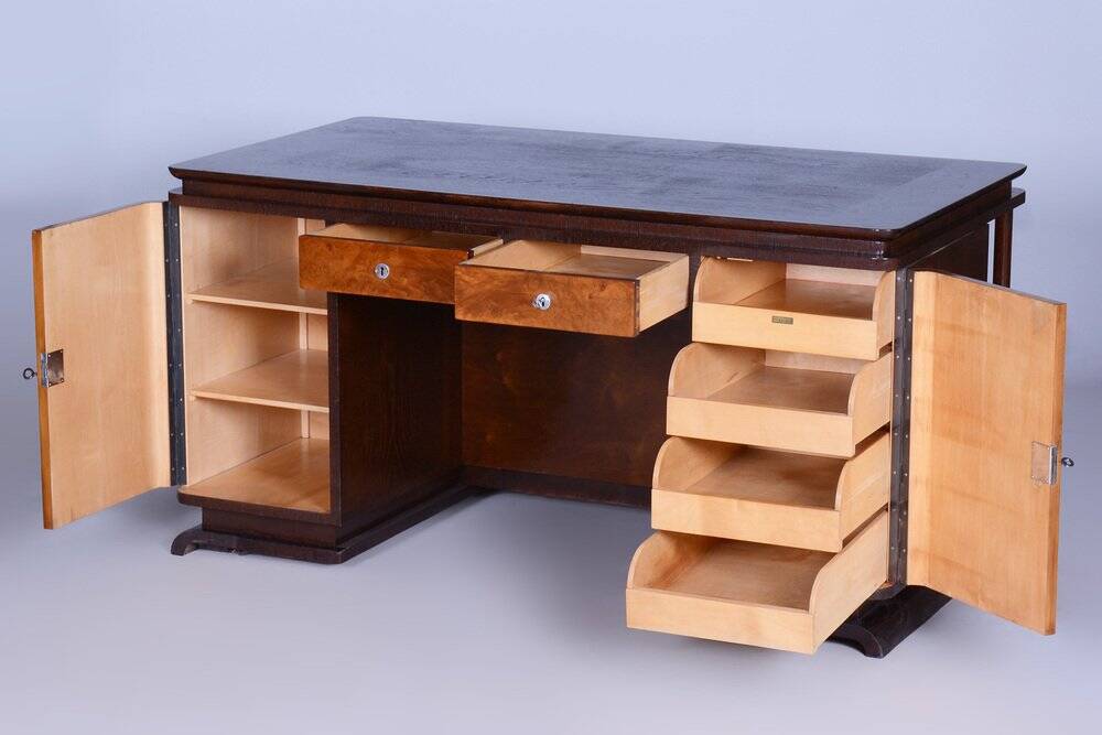 Art Deco Czechia Writing Table in Oak and Ash, 1930s