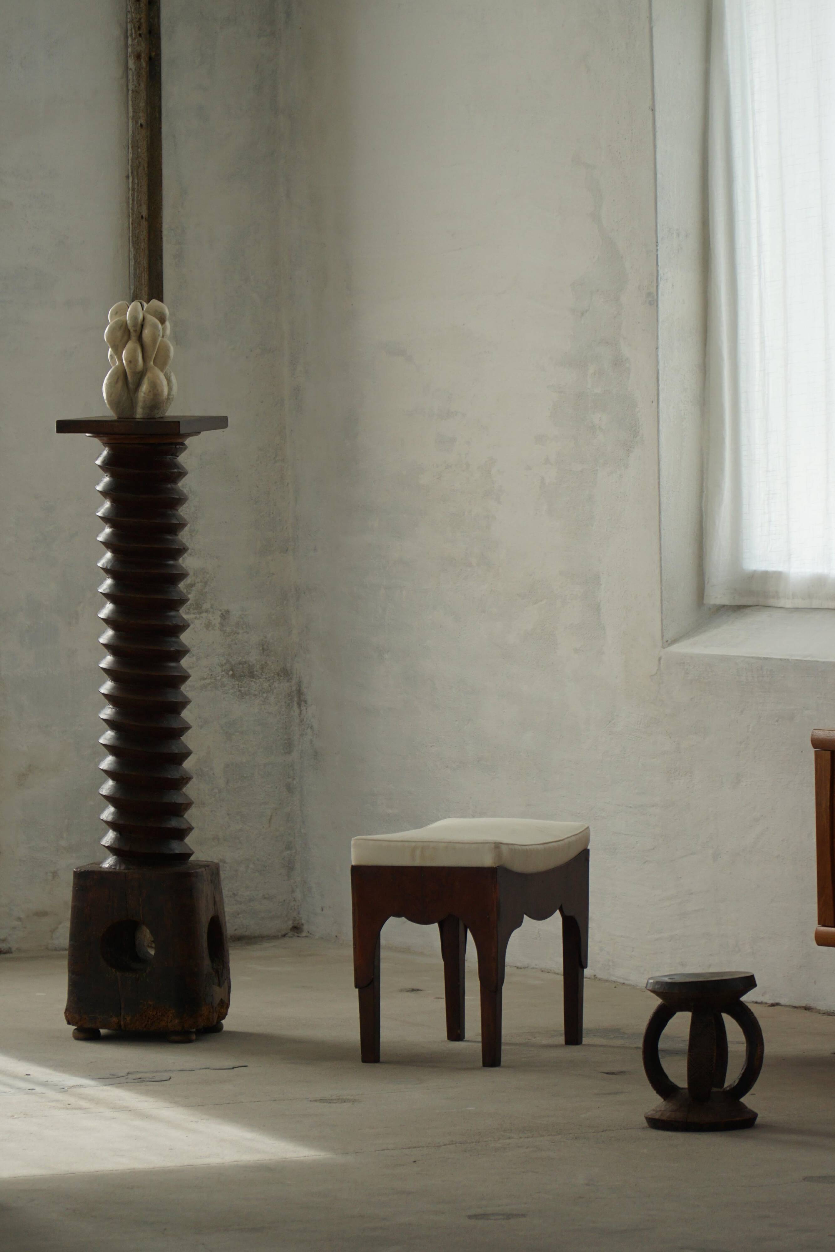Early 20th-century mahogany vanity stool, made by a Danish cabinetmaker.