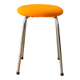 Tabouret en chrome et laine bouillie, orange, 1970