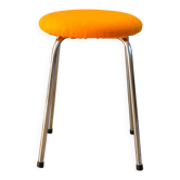 Chrome and boiled wool stool, orange, 1970.