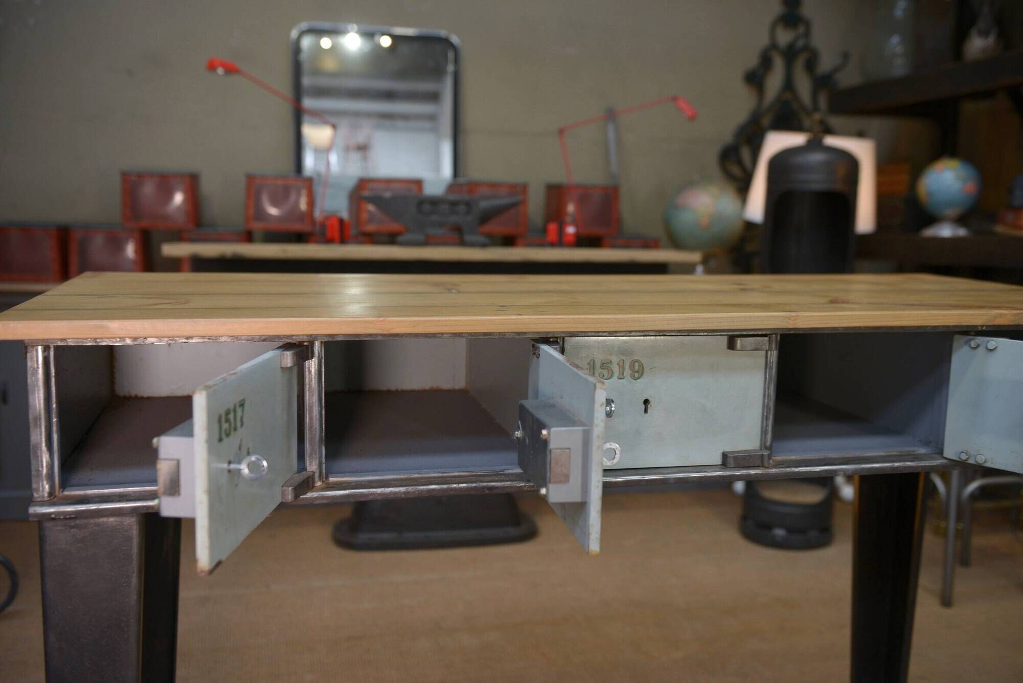 Console furniture from the Banque de France metal 1950
