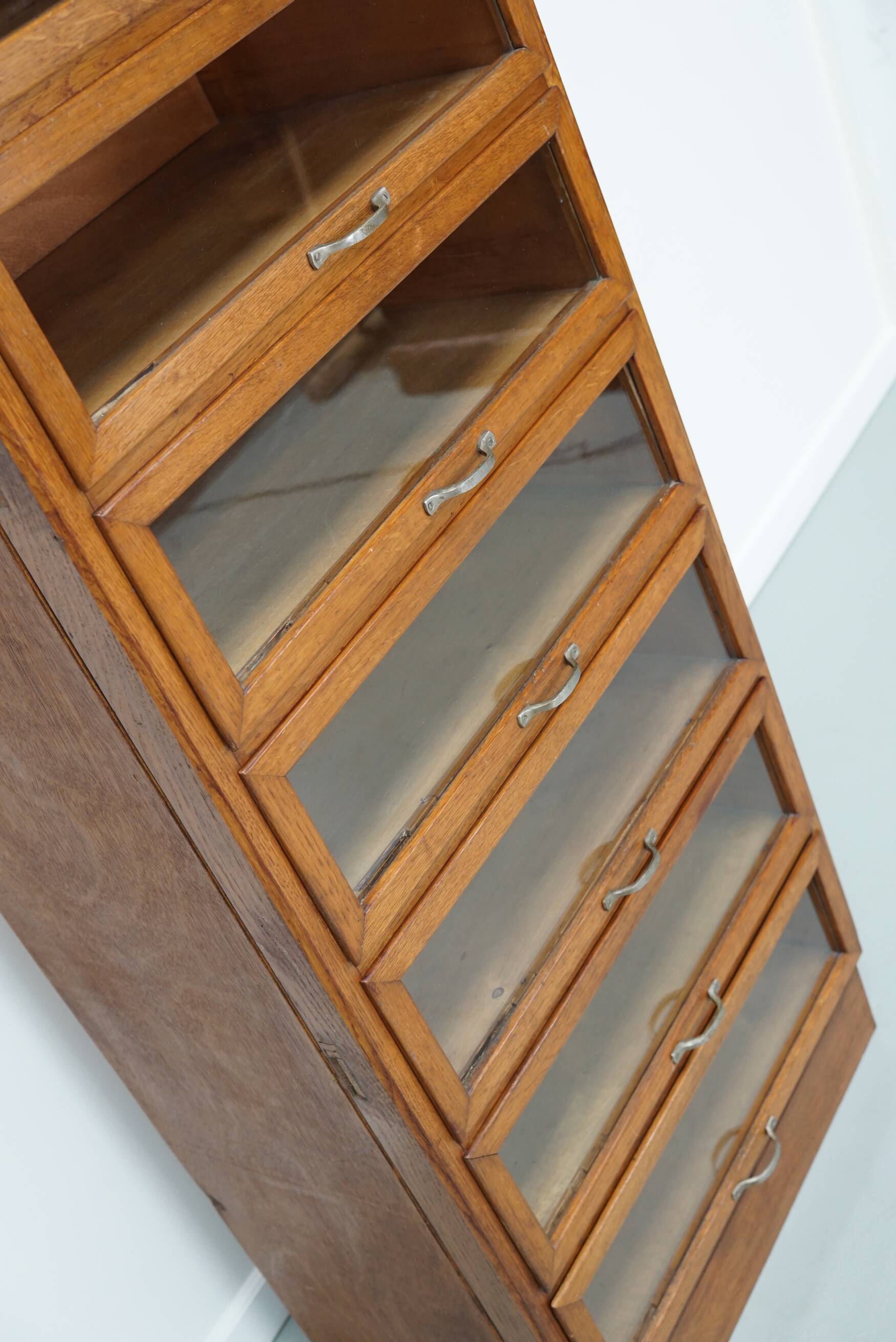 Vintage Dutch oak haberdashery cabinet / display cabinet, 1950s