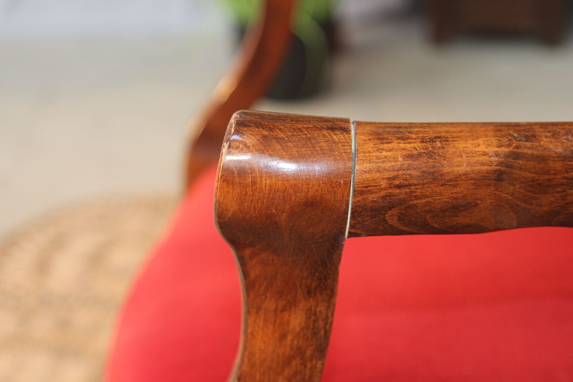 Red velvet voltaire armchair