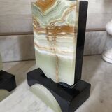 Art Deco onyx and marble bookends