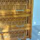 Commode vintage pieds compas en bois massif et osier