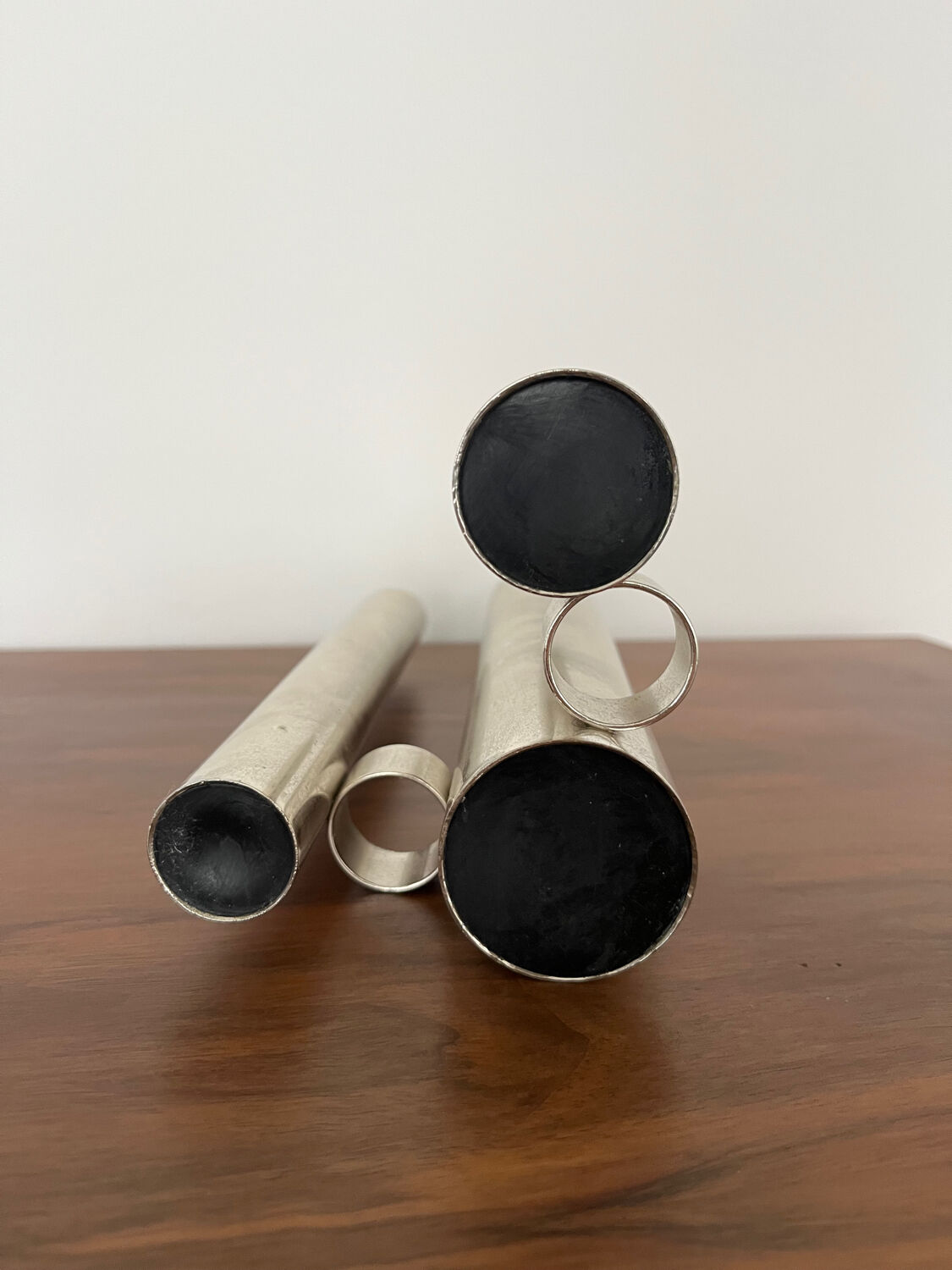 Triple vase "Organ" metal Space Age