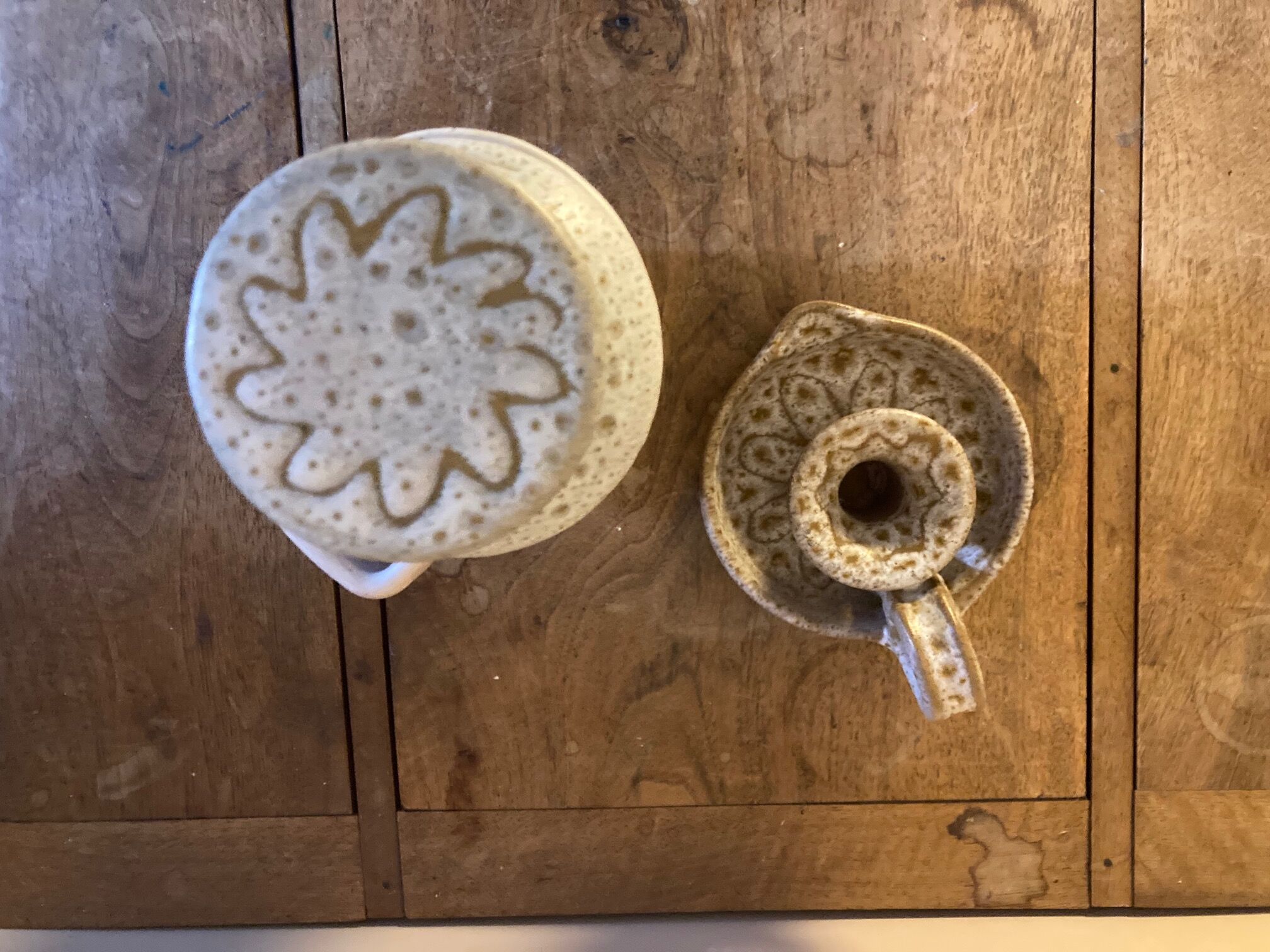 Ceramic Candle holder and Vase Set - Jean Austruy 50s-60s handmade