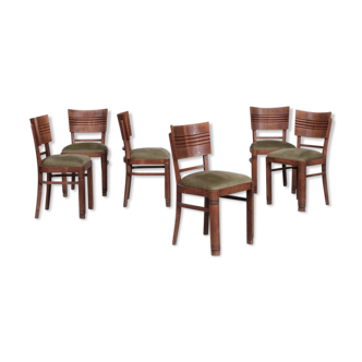 French Art Deco Oak Dining Chairs attr. to Charles Dudouyt