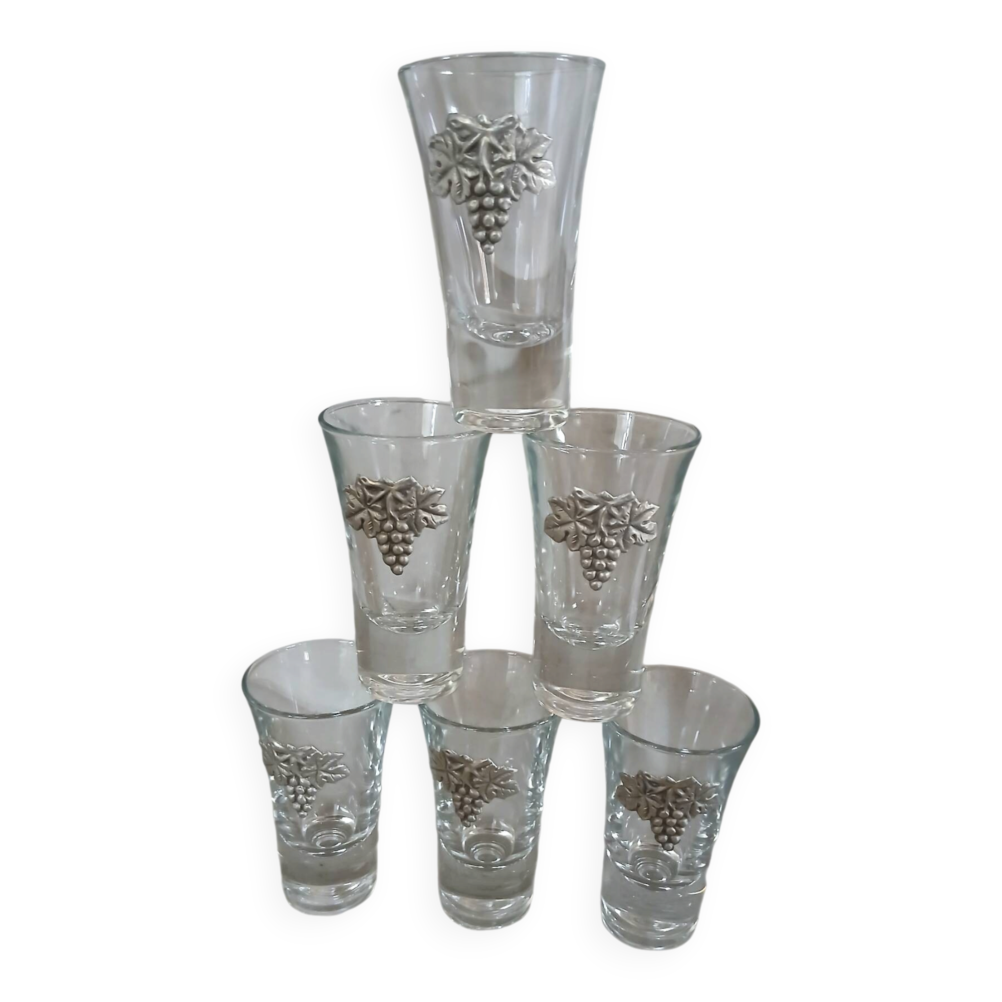 6 small antique liqueur glasses