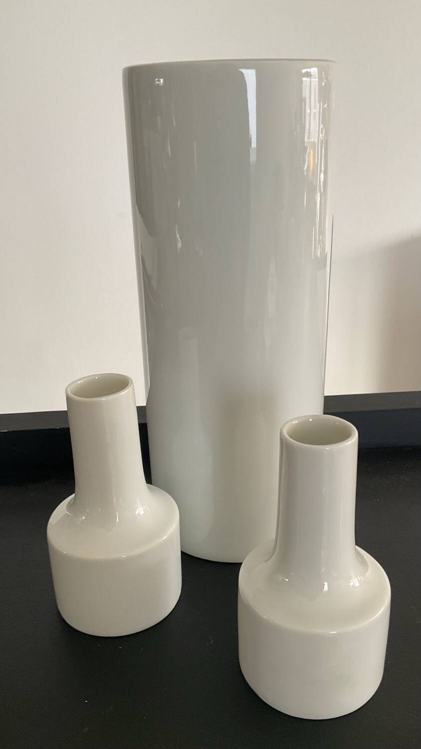 Trio of vintage West German porcelain vases