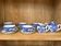 Service japonais en porcelaine lithophanie, décors floraux bleu et blanc