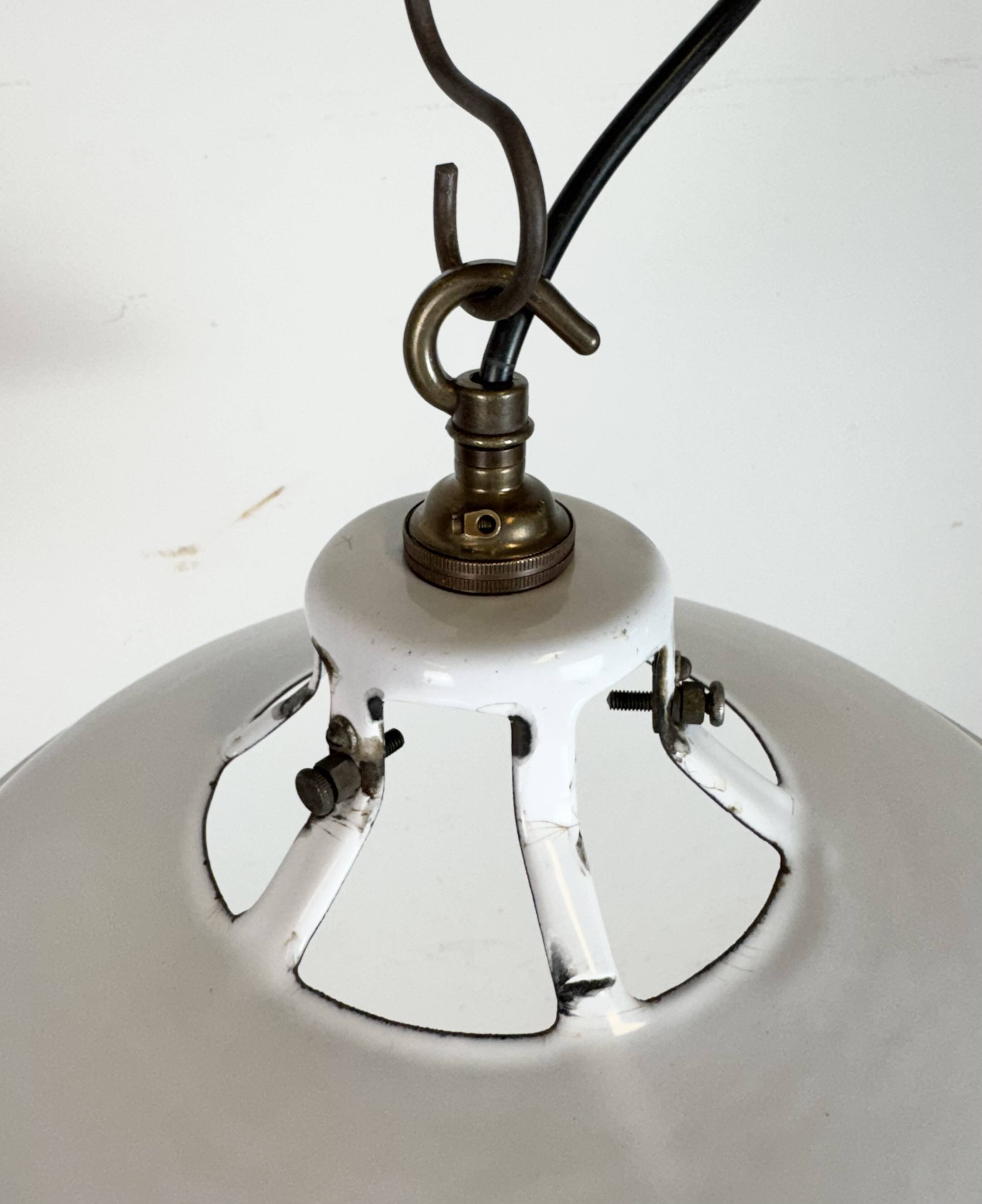 Industrial White Enamel Factory Pendant Lamp, 1960s