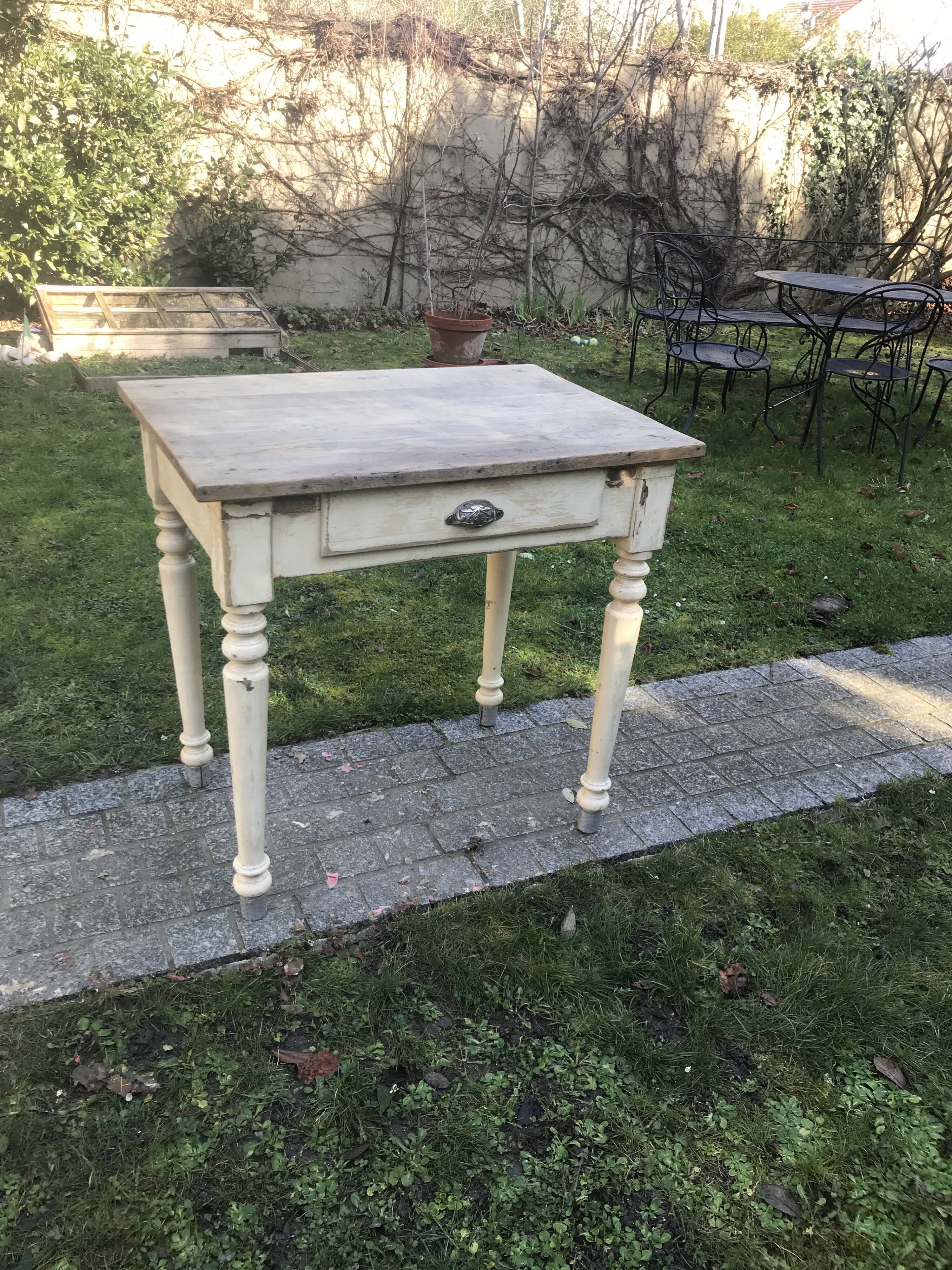 Ancient small farm kitchen table 1940