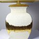 Large vintage Italian lamp in cracked ivory ceramic with gilding.