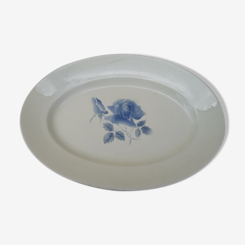 Digoin Sarreguemines oval plate in earthenware blue pattern L 35 cm