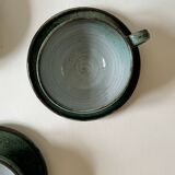 Handmade and signed glazed ceramic coffee cups, circa 1950.