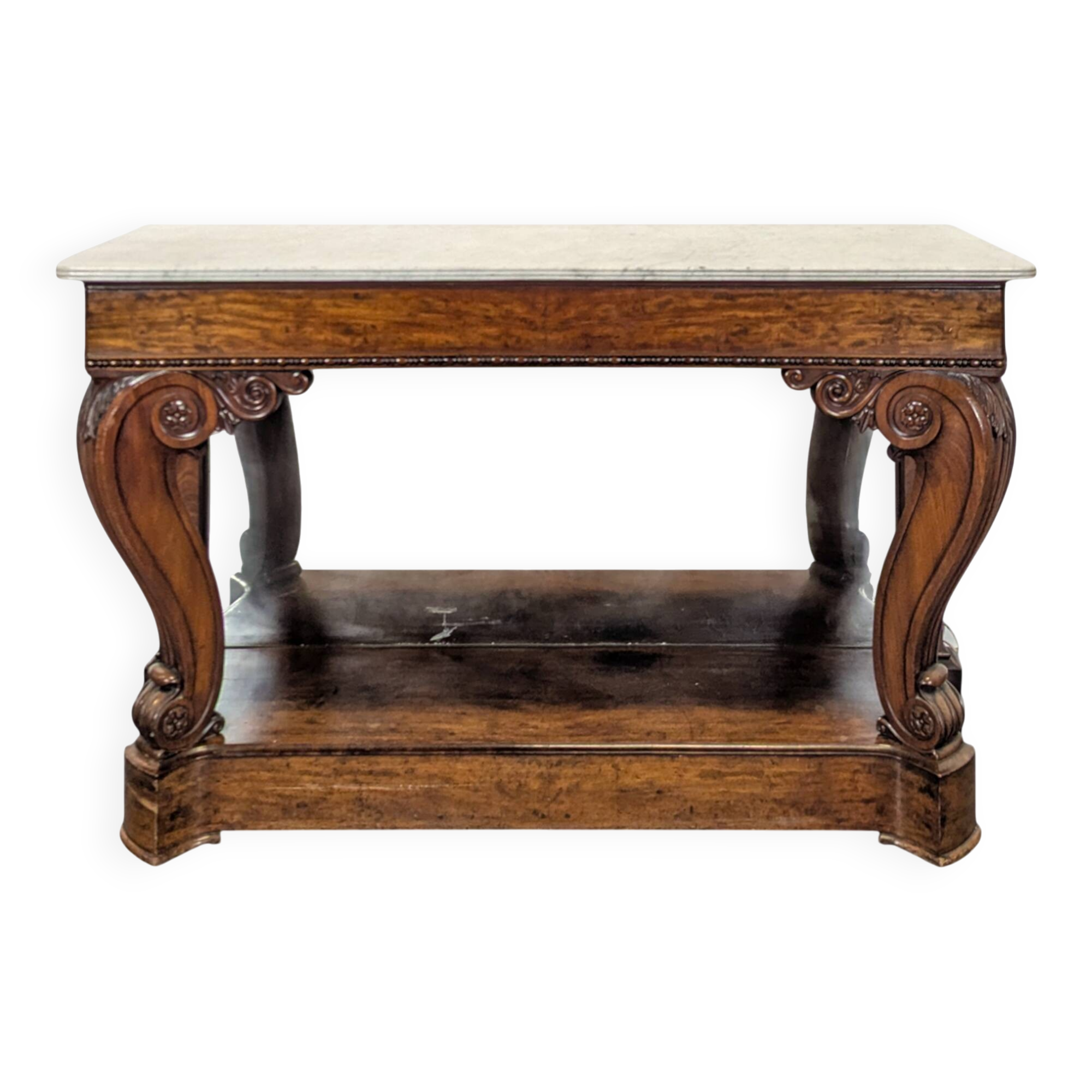 Restoration period console with mirror base, stamped Gomien