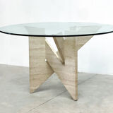 Architectural travertine dining table, 1970s