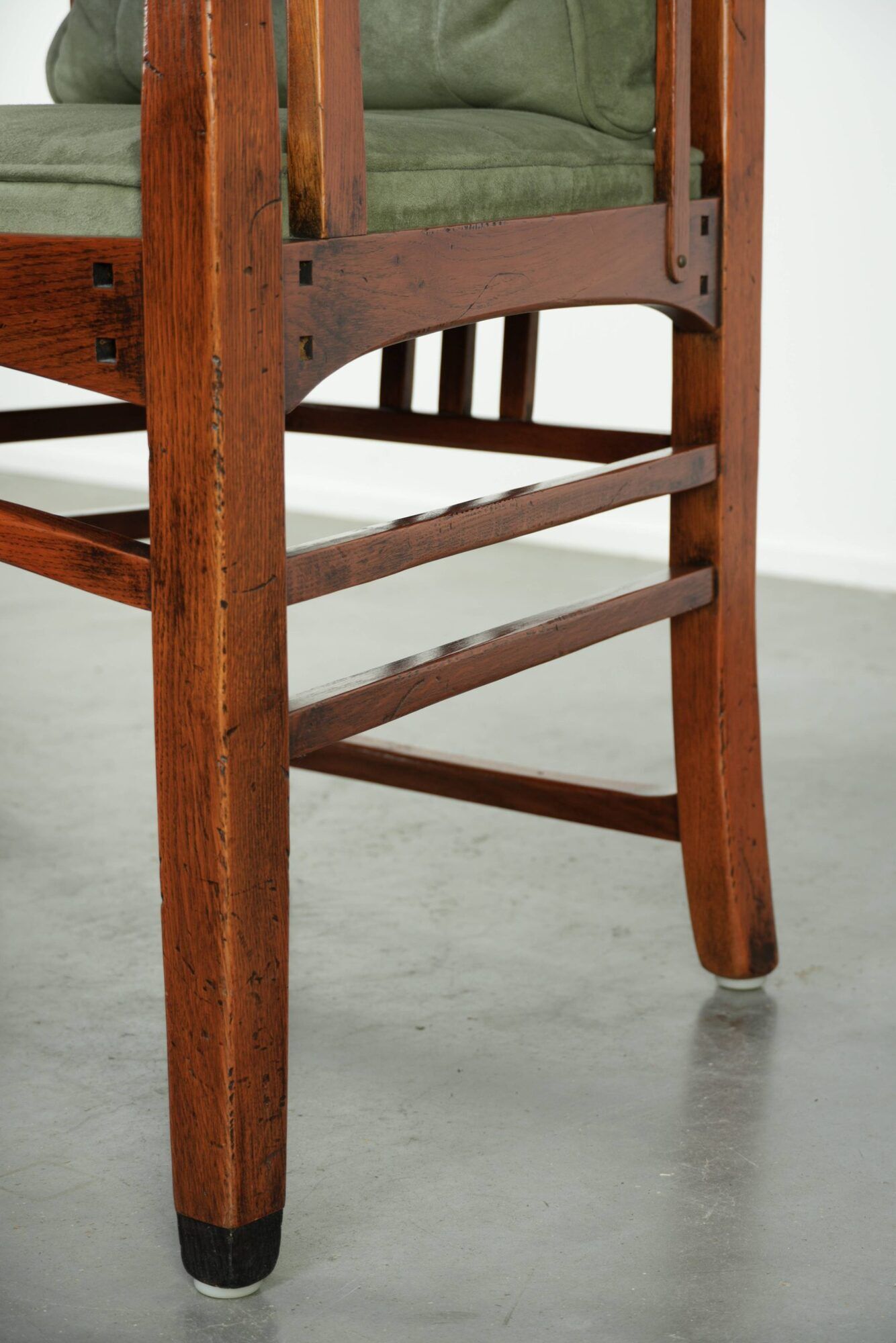 Set of 2 Art Nouveau/Jugendstil dining chairs with suede upholstery
