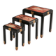 Set of three nesting tables with Asian decor, blackened wood, circa 1920.