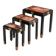 Set of three nesting tables with Asian decor, blackened wood, circa 1920.