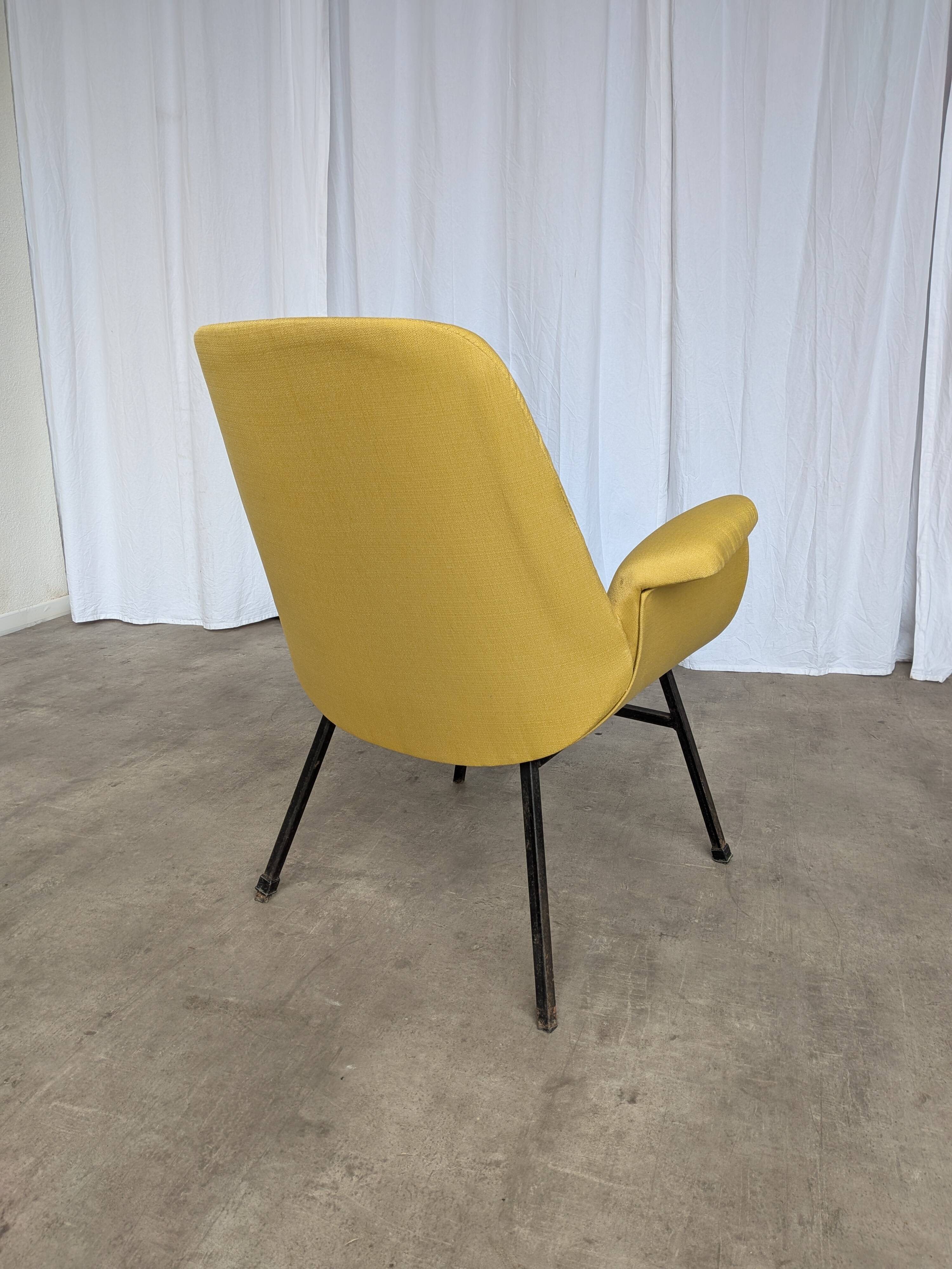 Vintage Mid-Century Modern Yellow Fabric Armchair - Alvin Lustig Style