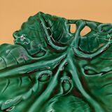 Square dish, french royal barbotine leaf