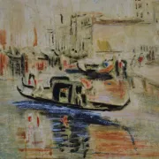 Venice "The Grand Canal" Old painting Oil on canvas