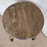 Old workshop stool in teak + wrought iron