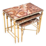 Set of tables with a marble top, France.