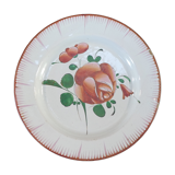 Plate in faience de l'est pink red 19th Luneville islettes st clement nº3