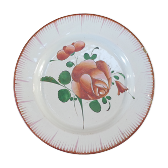 Assiette en faience de l'est rose rouge 19eme Luneville islettes st clement nº3